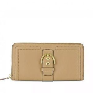 Coach Campbell Buckle Zip-Around Leather Wallet